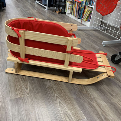 Crate & Barrel Wooden Sled w/ Cushion Set