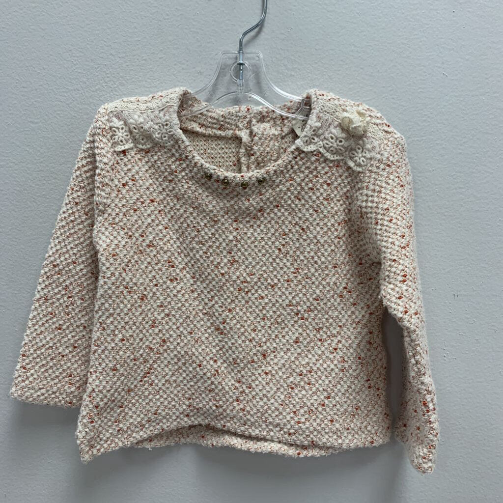 18M: Mayoral Cream Sweater with Flower and Bead Embezzlement