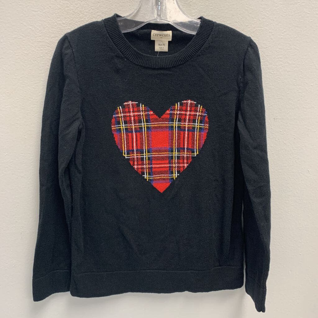 6-7: Crewcuts knit w/plaid heart sweater