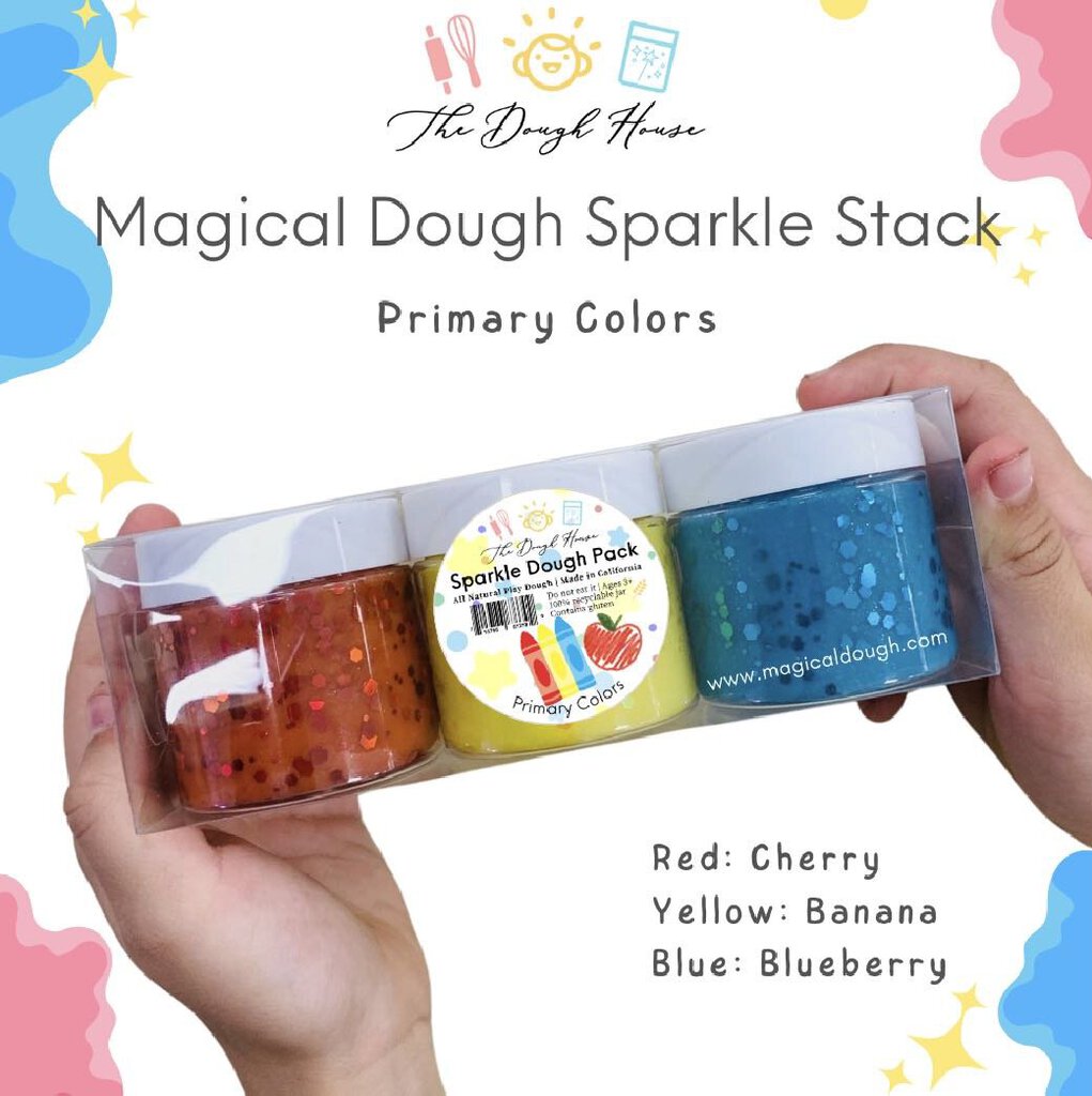 The Dough House Sparkle Dough - Primary Colors 3-Pack