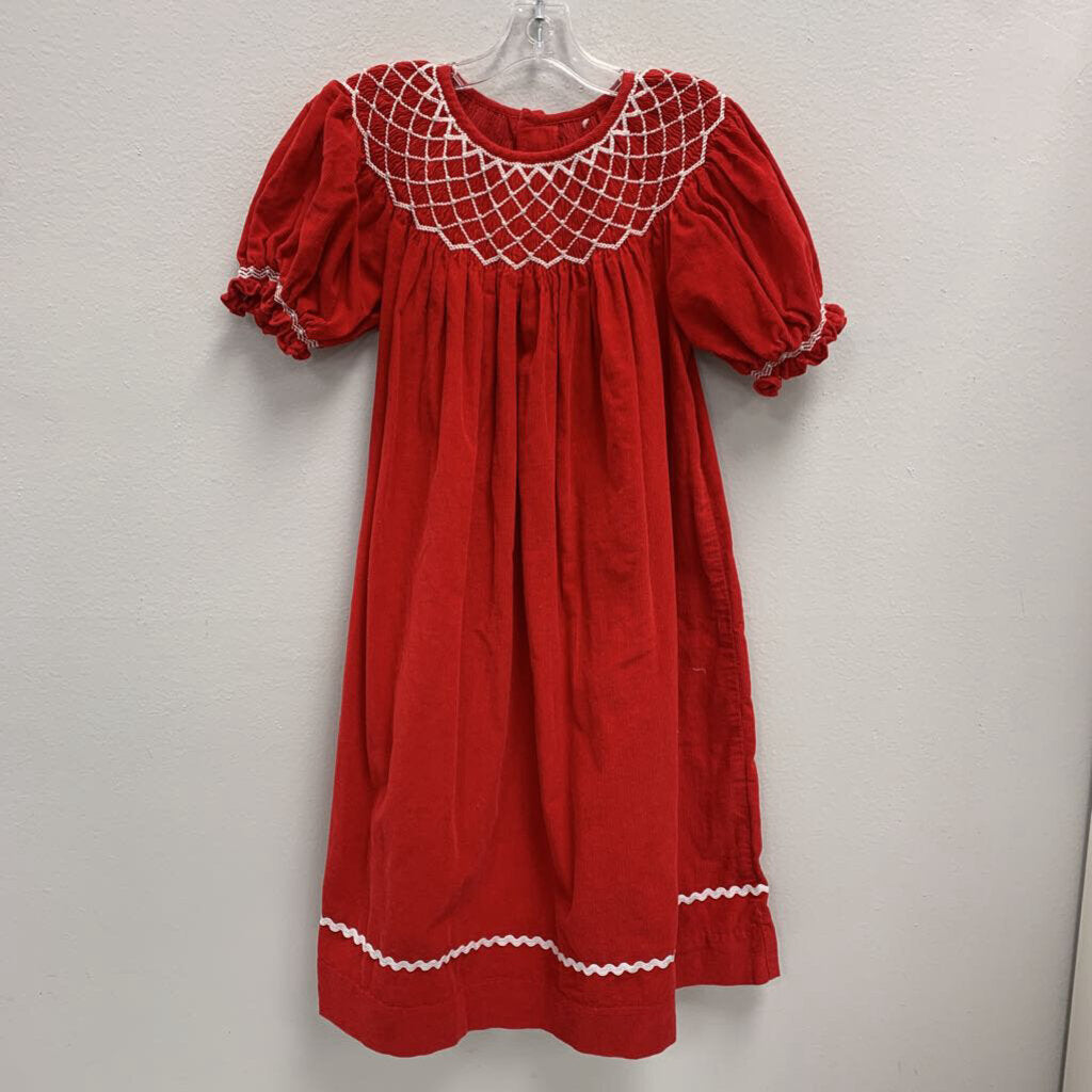 3T: Mom & Me Red Corduroy Beaded Smocking