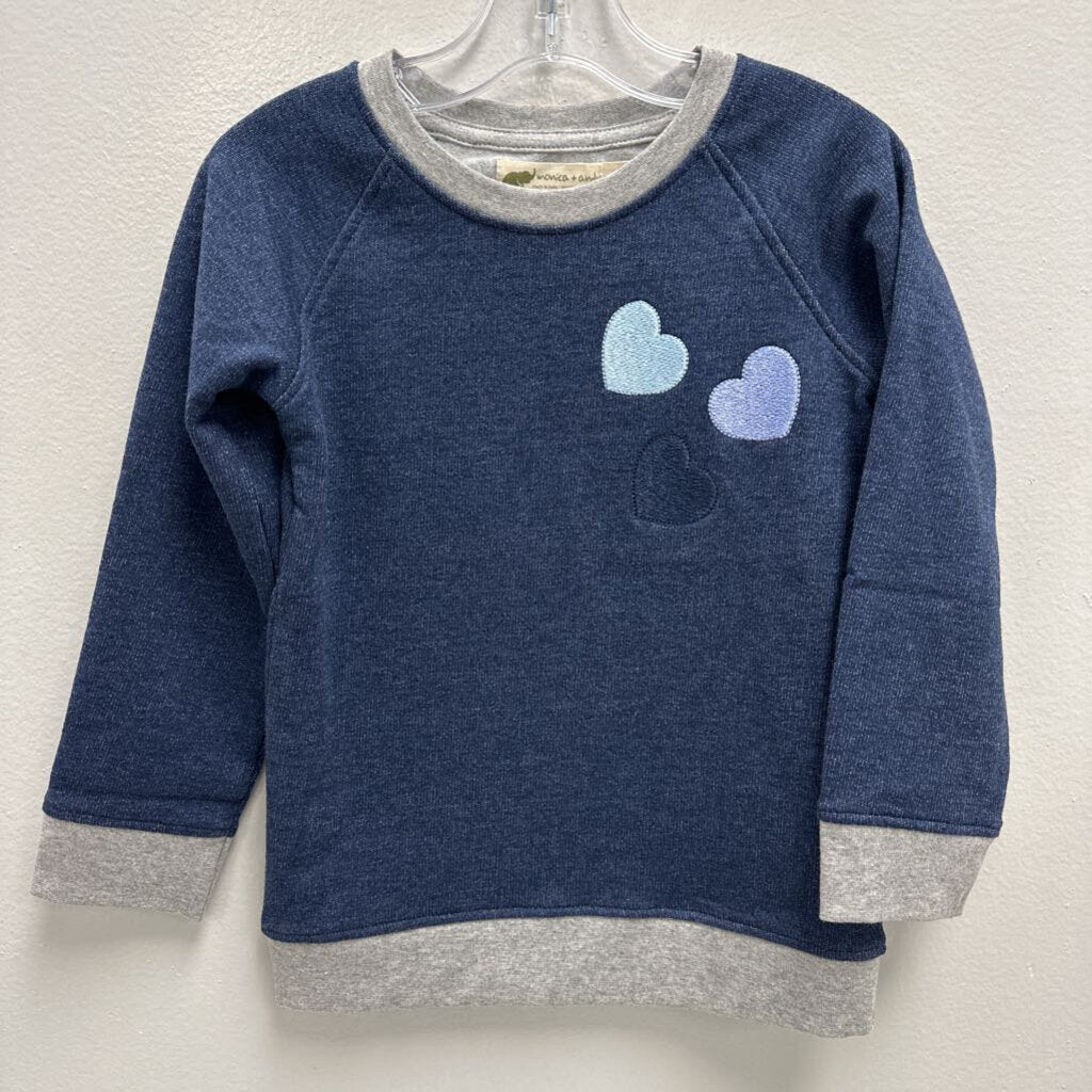 3T: Monica + Andy Embroidered Hearts French Terry Crewneck