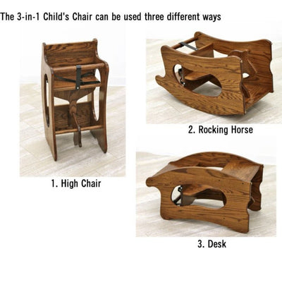 Dutch 3 in 1 High Chair, Rocking Horse, Desk