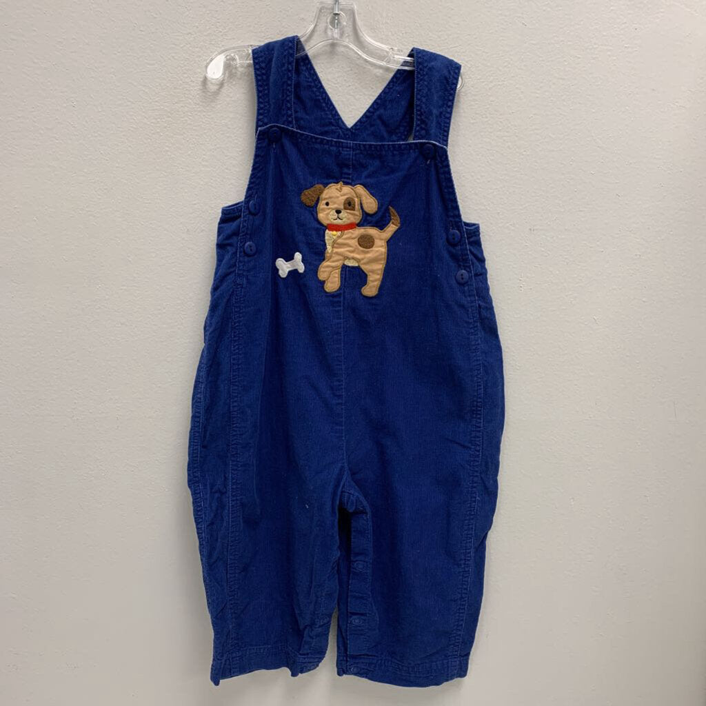 24M: Puppy applique bib corduroy overalls