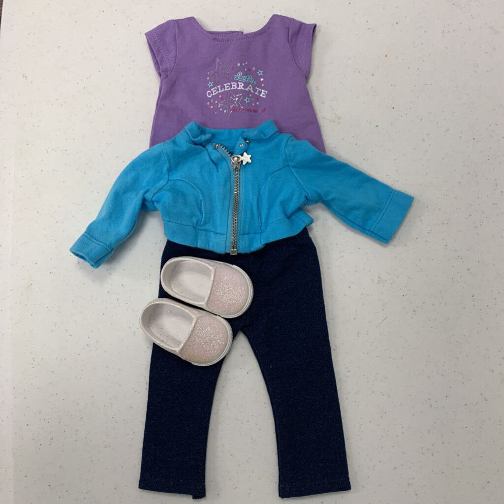 American Girl Let's Celebrate T-Shirt, Jacket, Leggings and Shoes