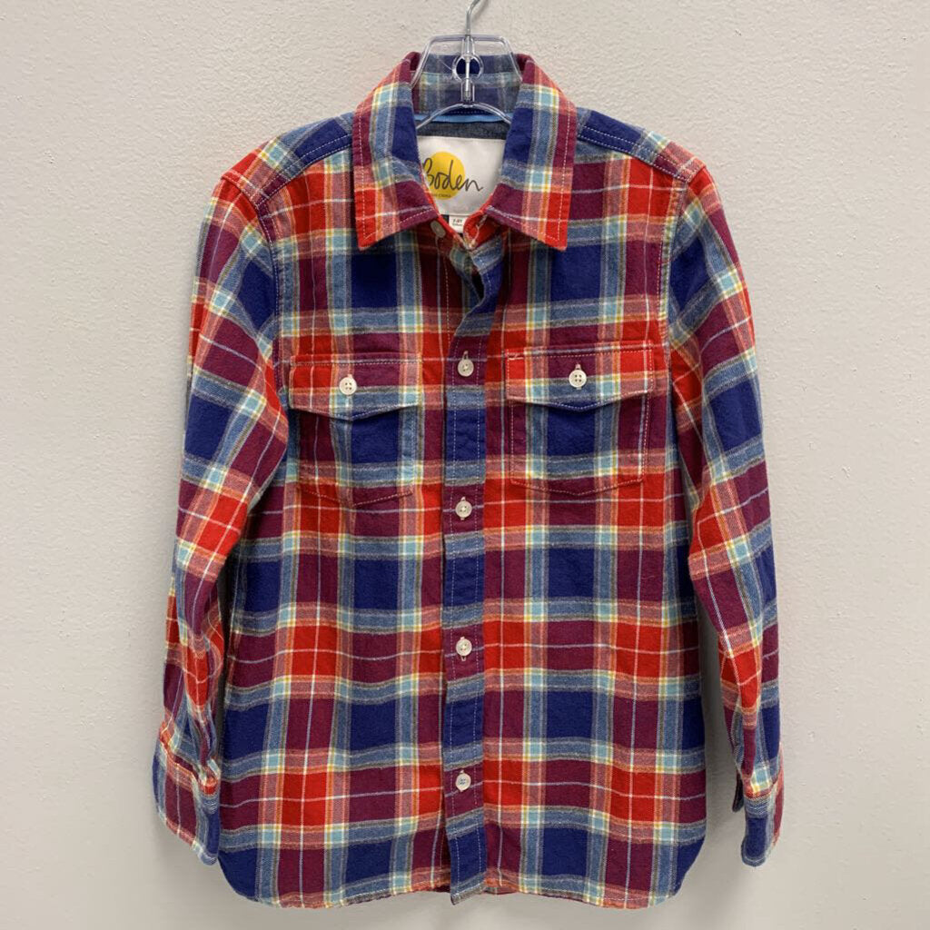 7-8Y: Boden plaid flannel collared shirt