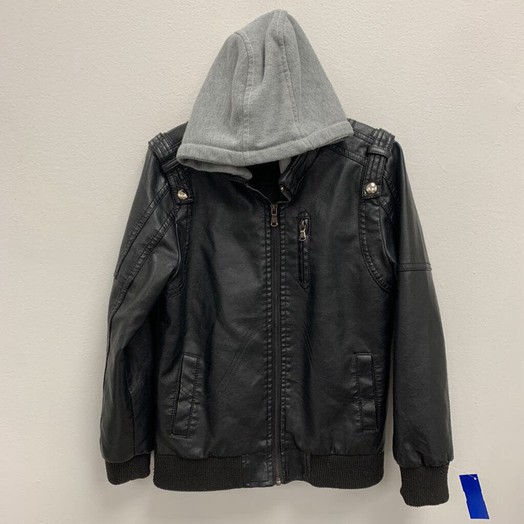 9-10: Budermmy Kids faux leather hooded jacket