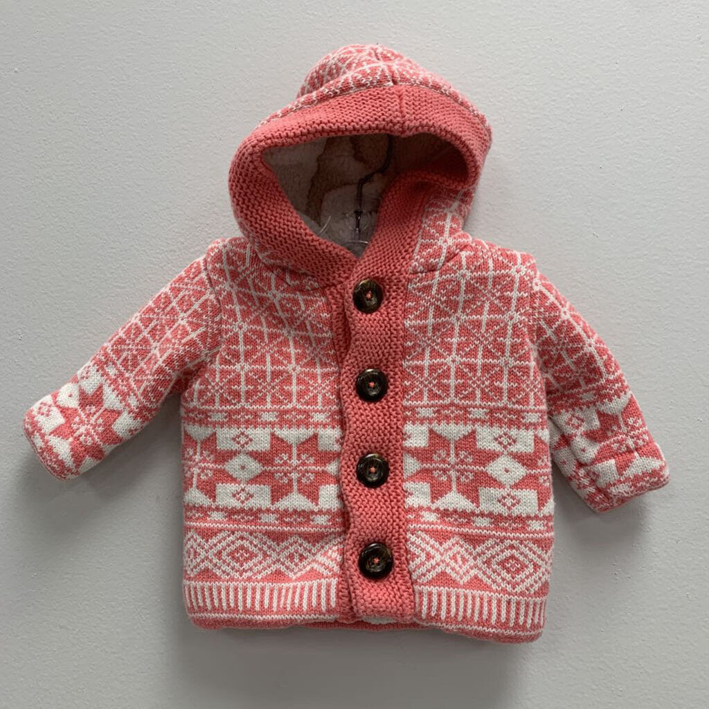 0-3M: Hanna Andersson Sherpa Lined Hooded Cardigan Sweater