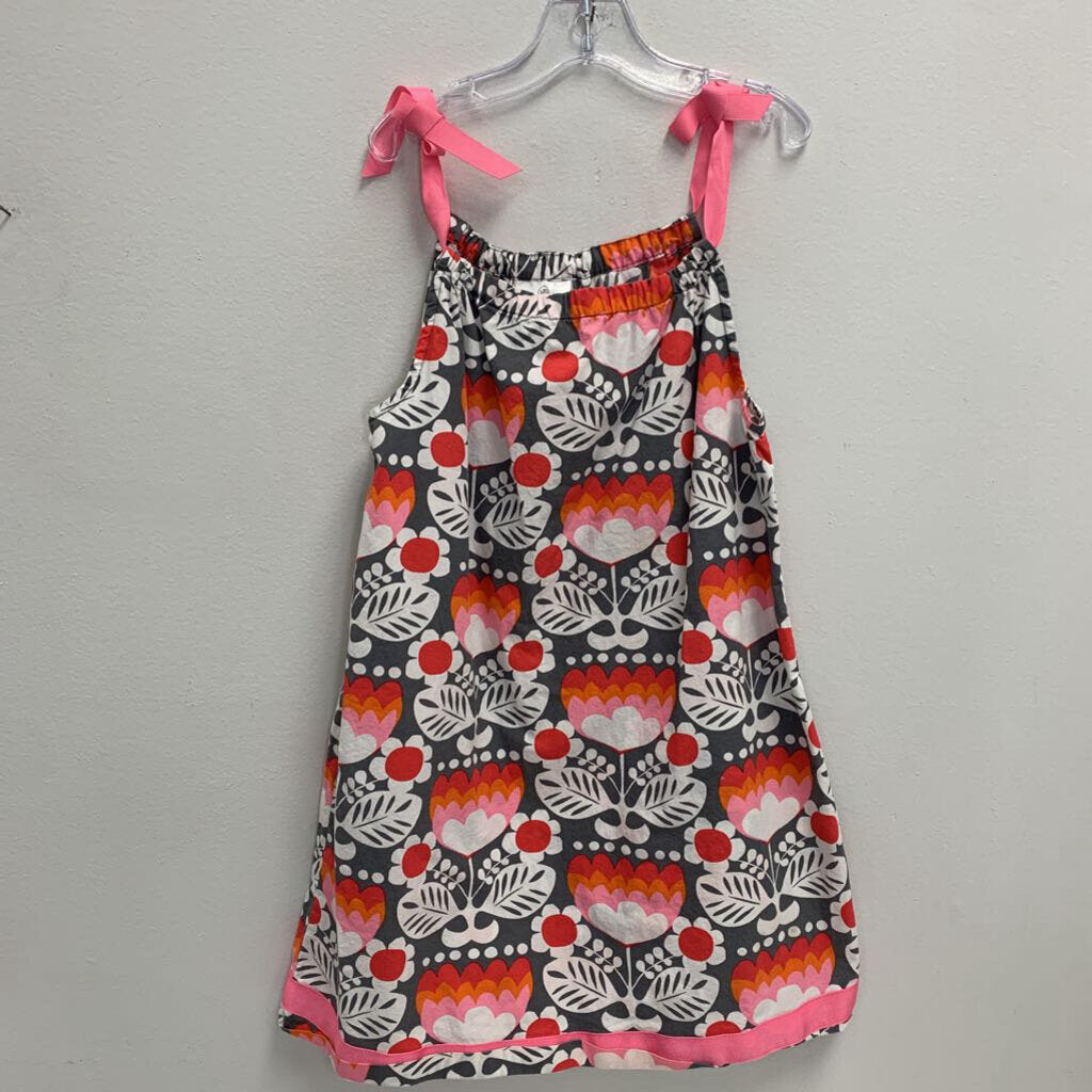 6-7: Hanna Andersson floral print w/ribbon straps dress