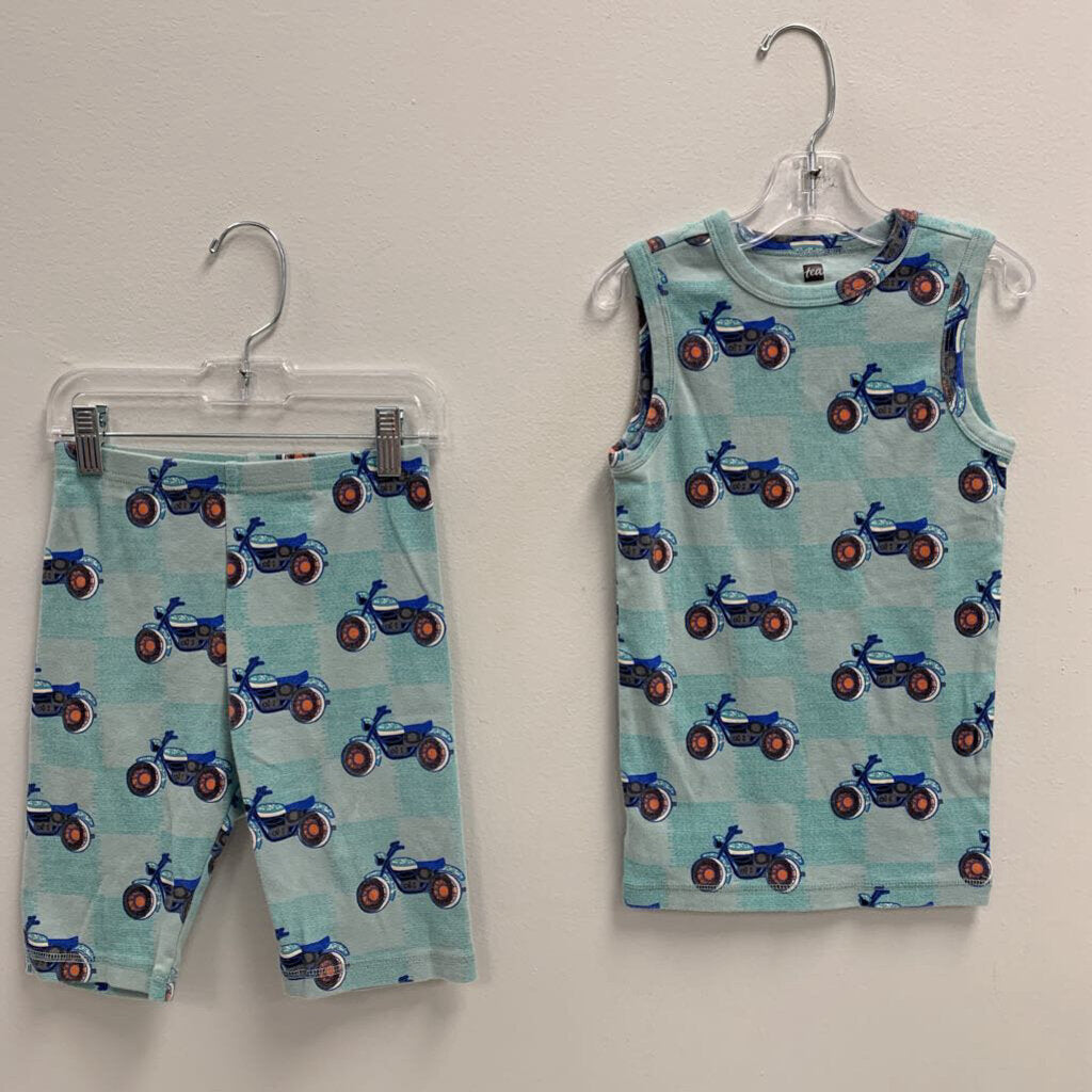 10: Tea Motorcycle Tank Top & Shorts Pajama Set