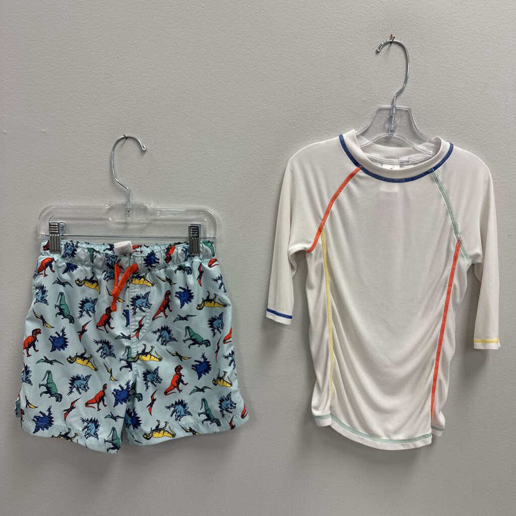 5: Tucker + Tate Dinosaur Swim Trunks + Rash Guard