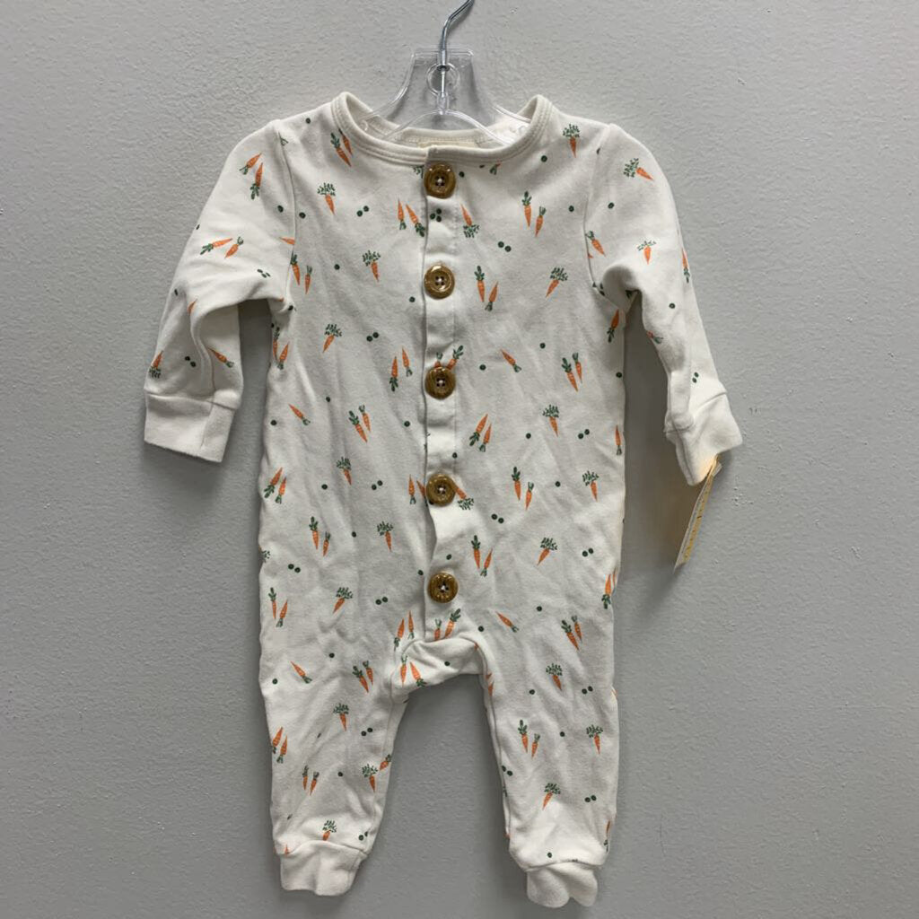 6-9M: Rabbit + Bear Easter carrot print romper