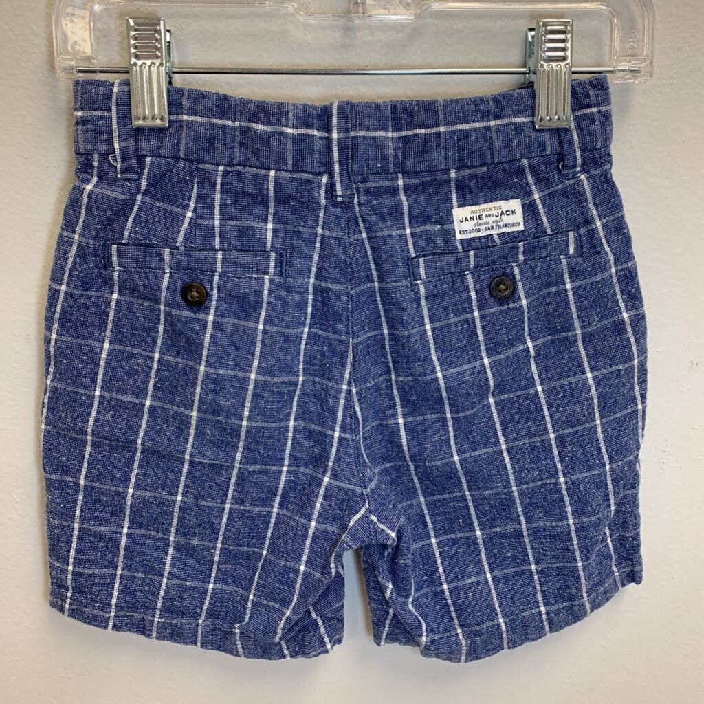 4: Janie & Jack Cadet Blue Tattersall Linen-Cotten Shorts