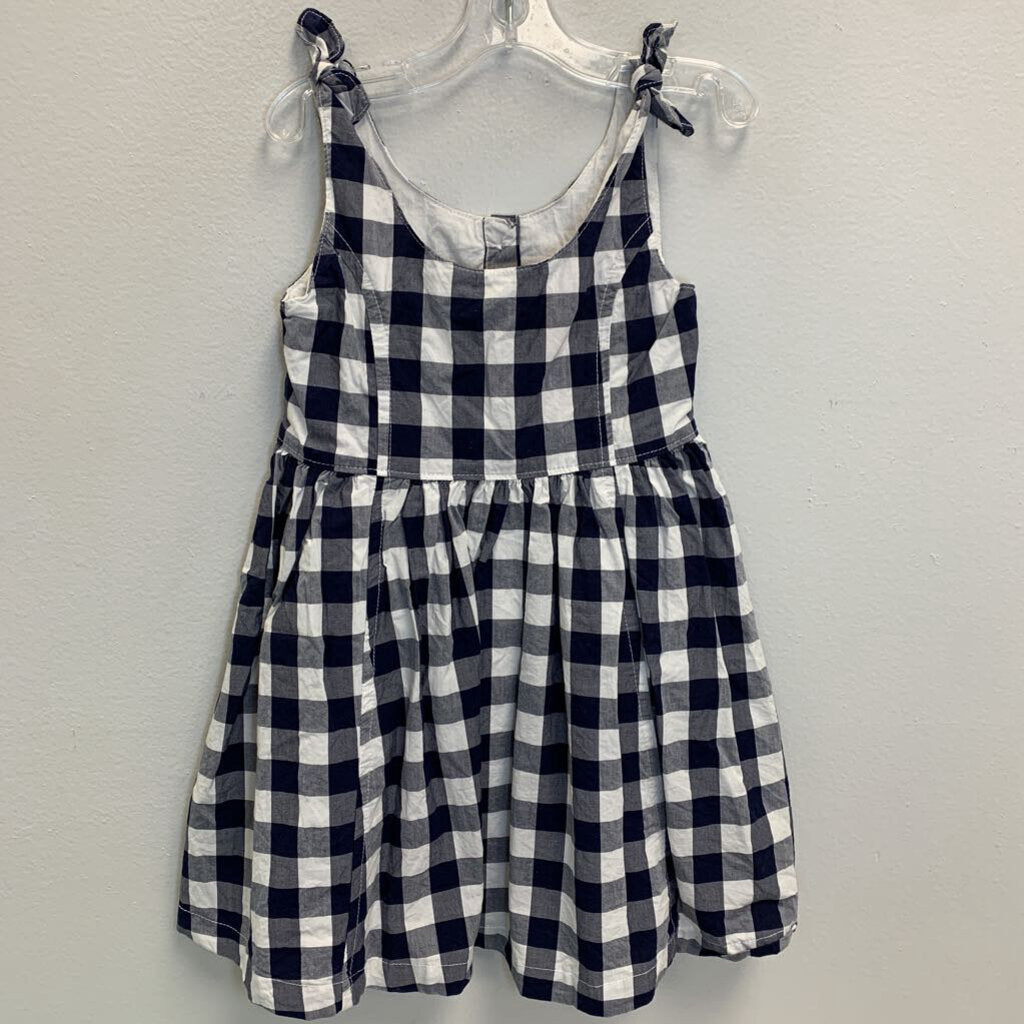 18-24M: Hope & Henry Sleeveless Bow Shoulder Button Front Dress - Navy Check