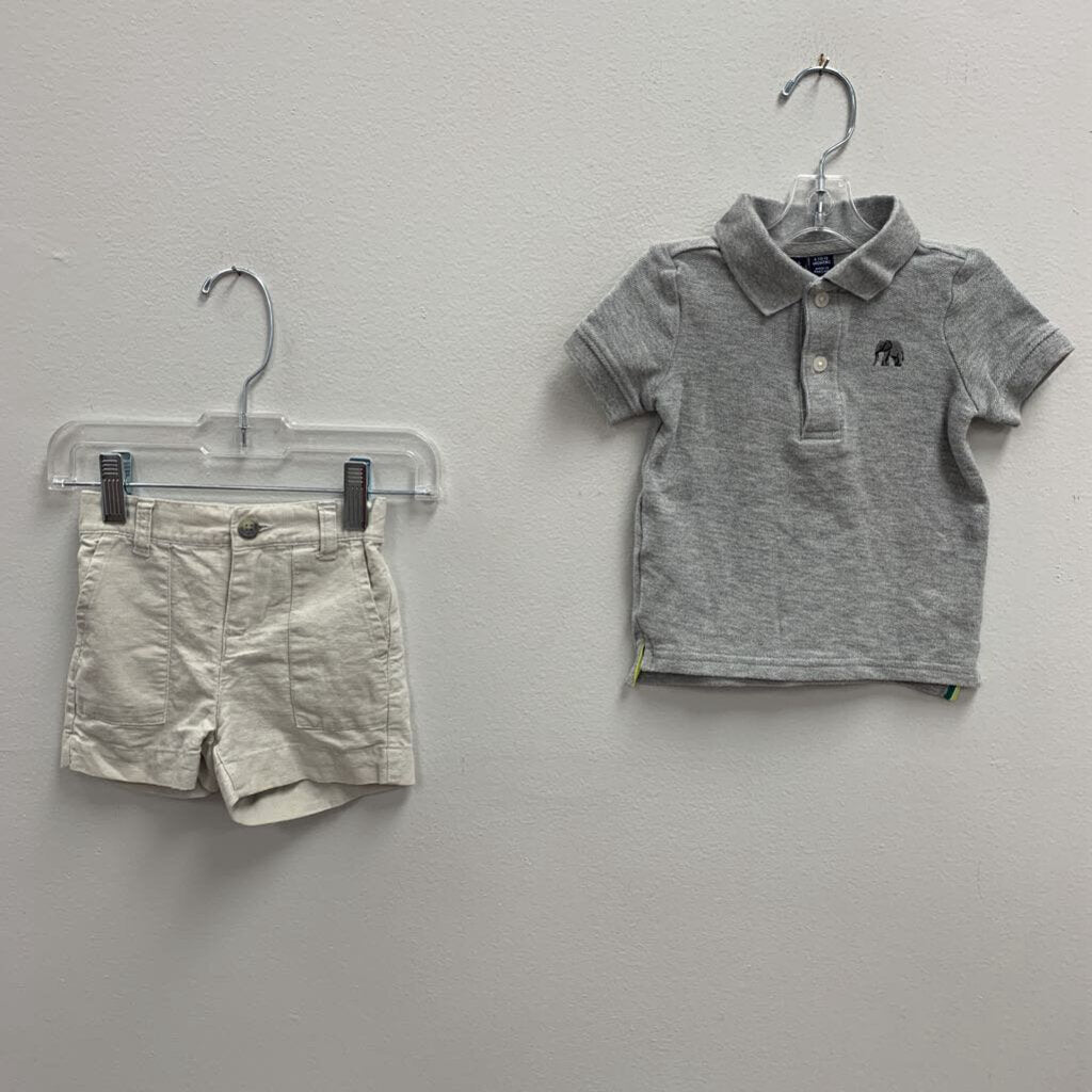 6-12M: Janie and Jack Polo Shirt + Cotton Linen Shorts