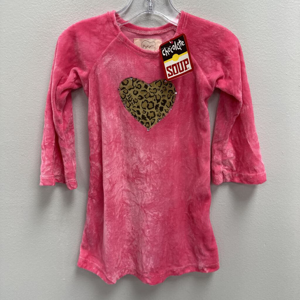 2T: PsKetti animal print heart patch velour dress NWT