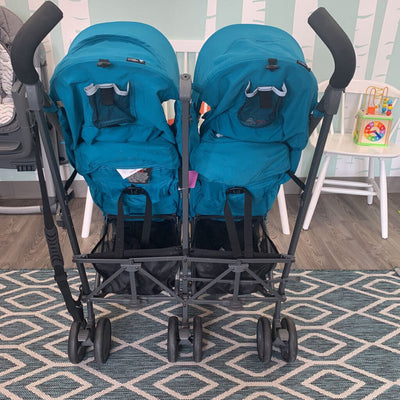 Joovy Twin Groove Ultralight Double Umbrella Stroller - Turquoise (AS-IS small holes back fabric)