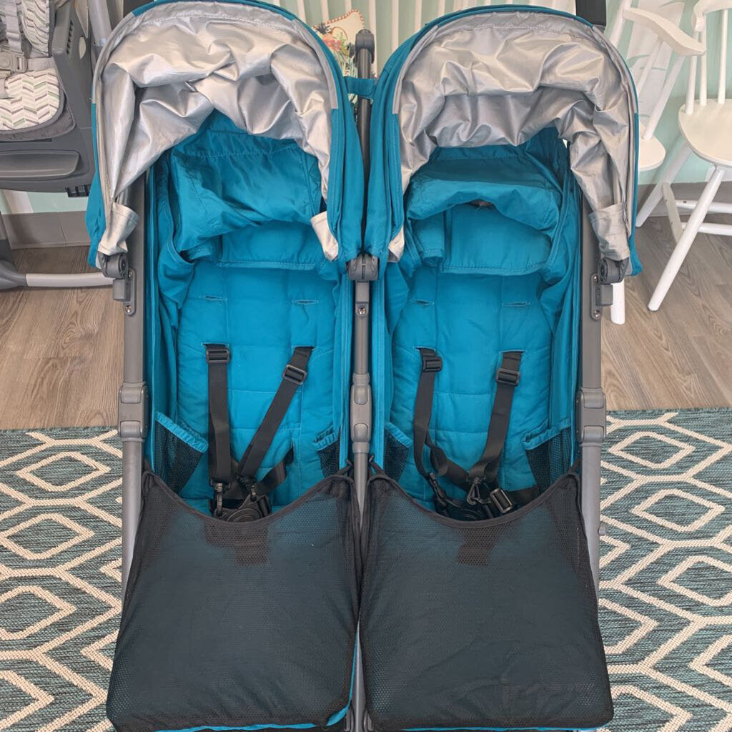 Joovy Twin Groove Ultralight Double Umbrella Stroller - Turquoise (AS-IS small holes back fabric)