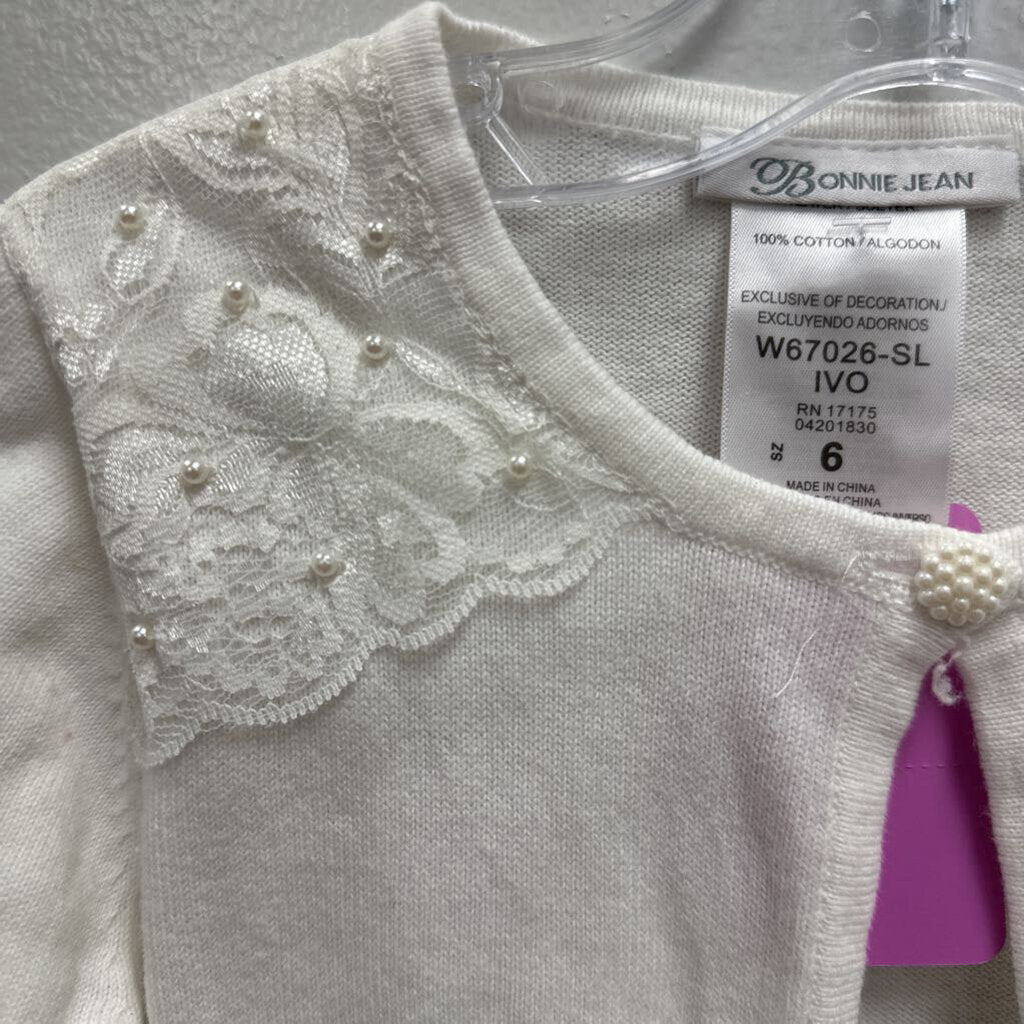 6: Bonnie Jean Shrug w/lace & pearl accents