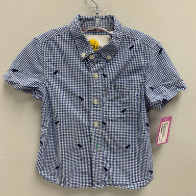 3-4Y: Boden embroidered dinosaur plaid collared shirt