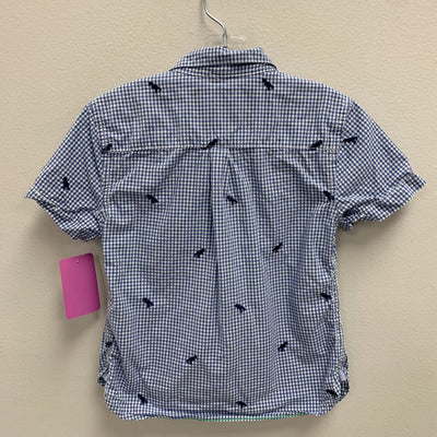 3-4Y: Boden embroidered dinosaur plaid collared shirt