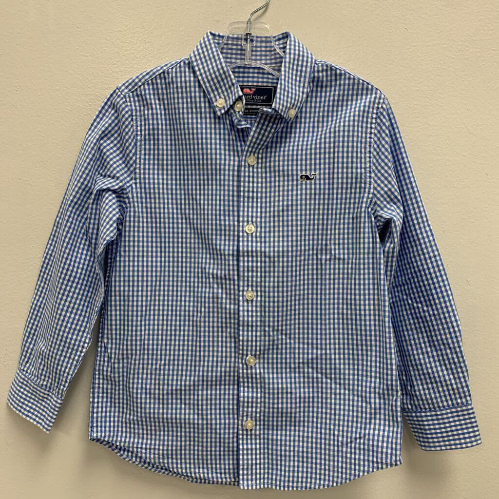 5: Vineyard Vines gingham plaid collared Whale shirt