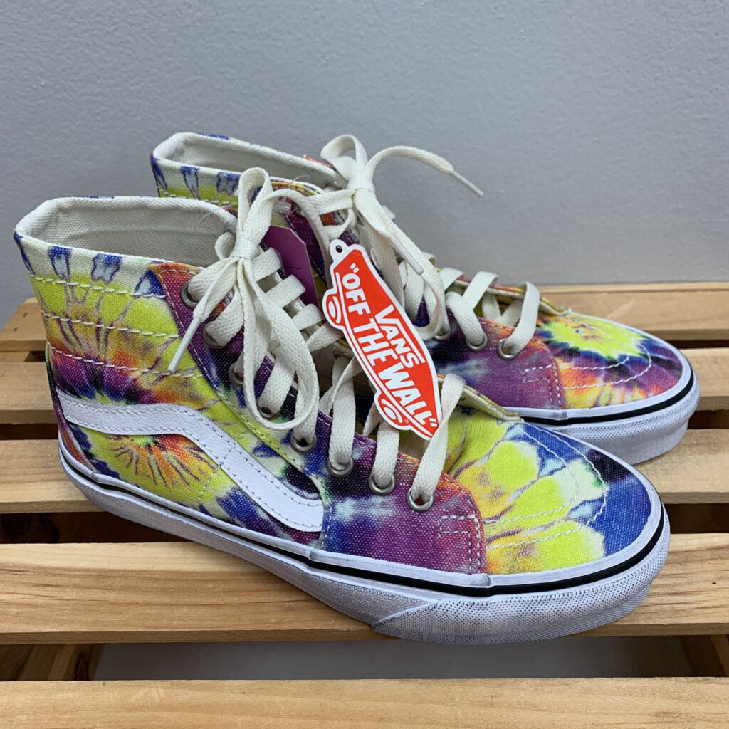 5.5: Vans SK8 Hi Tapered Washed Tie Dye/True White Skate Shoes NWT (big-kid)