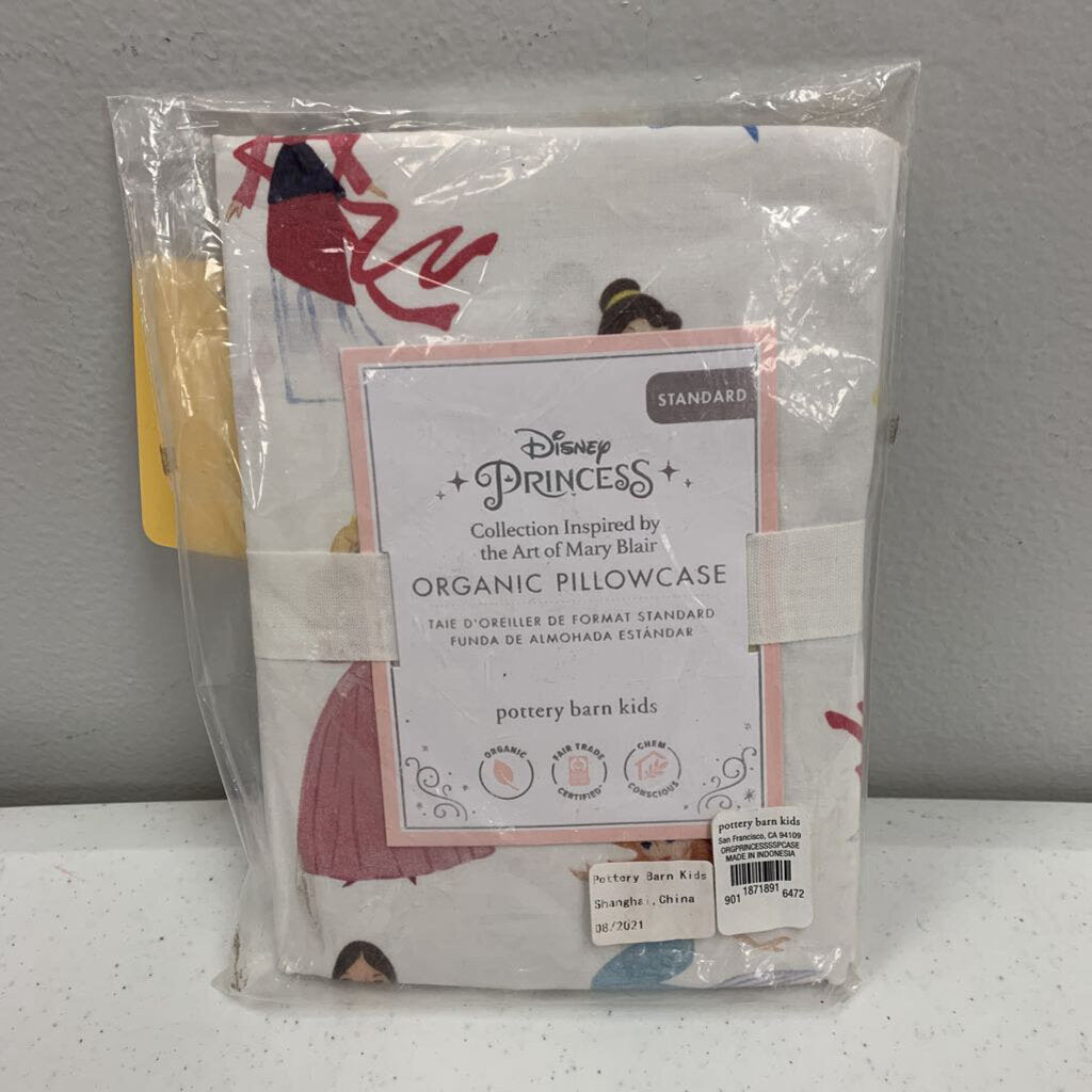 Pottery Barn Kids Disney Princess Organic Pillowcase NWT