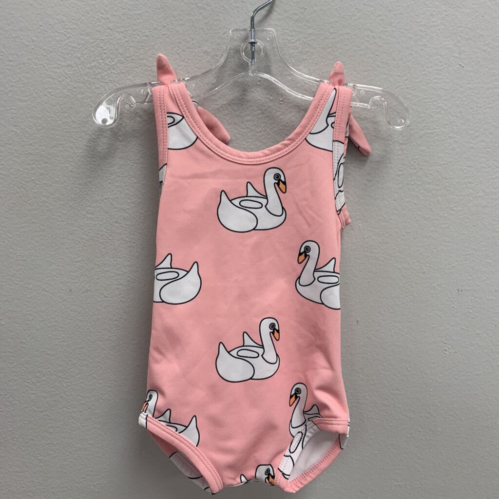 6-9M: Swan Print Swimsuit