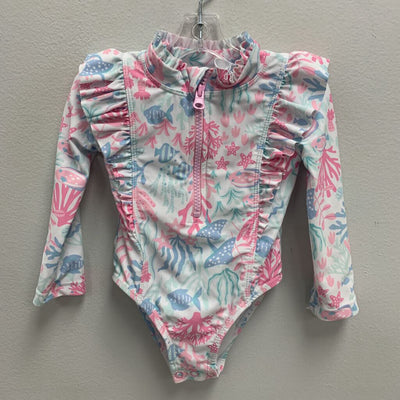 12M: Cynthia Rowley coral reef rash guard swimsuit