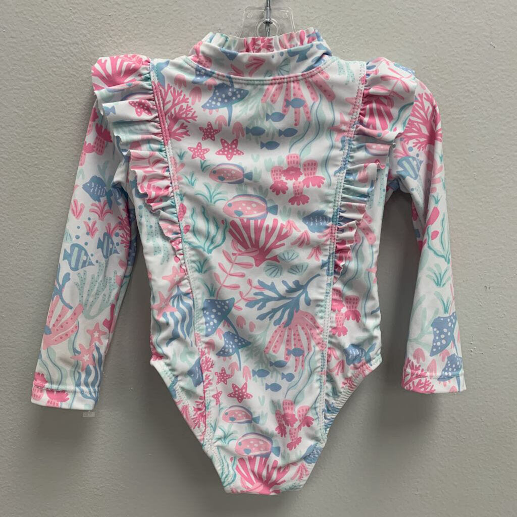 12M: Coral reef rash guard swimsuit