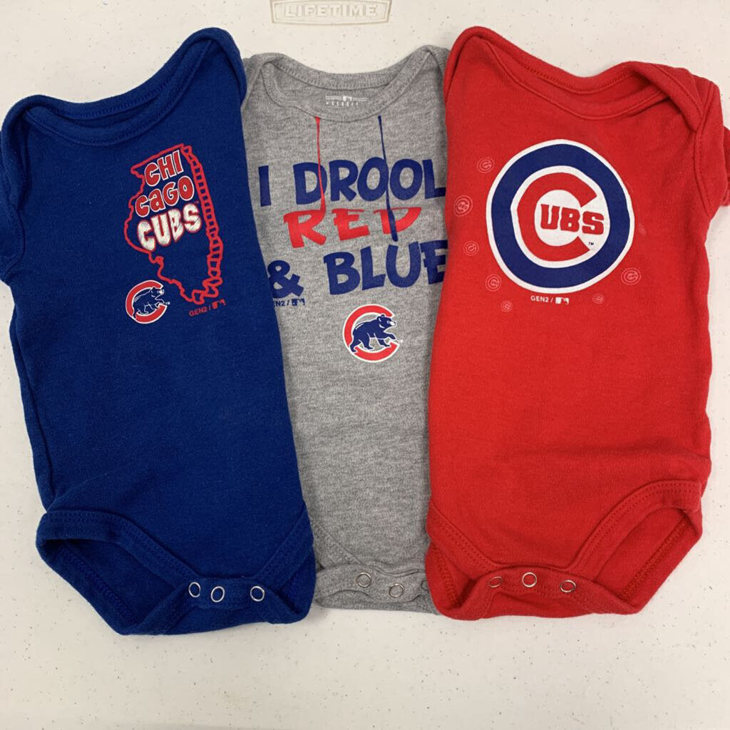 6/9M: Genuine Merchandise MLB Chicago Cubs Onesies 3 pack