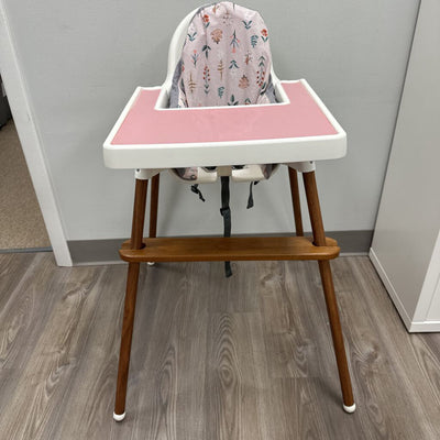 Ikea Antelope High Chair w/Wooden legs, foot rest and seat cushion