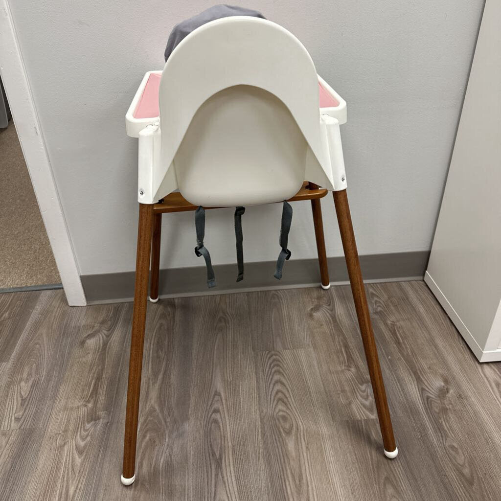 Ikea Antelope High Chair w/Wooden legs, foot rest and seat cushion