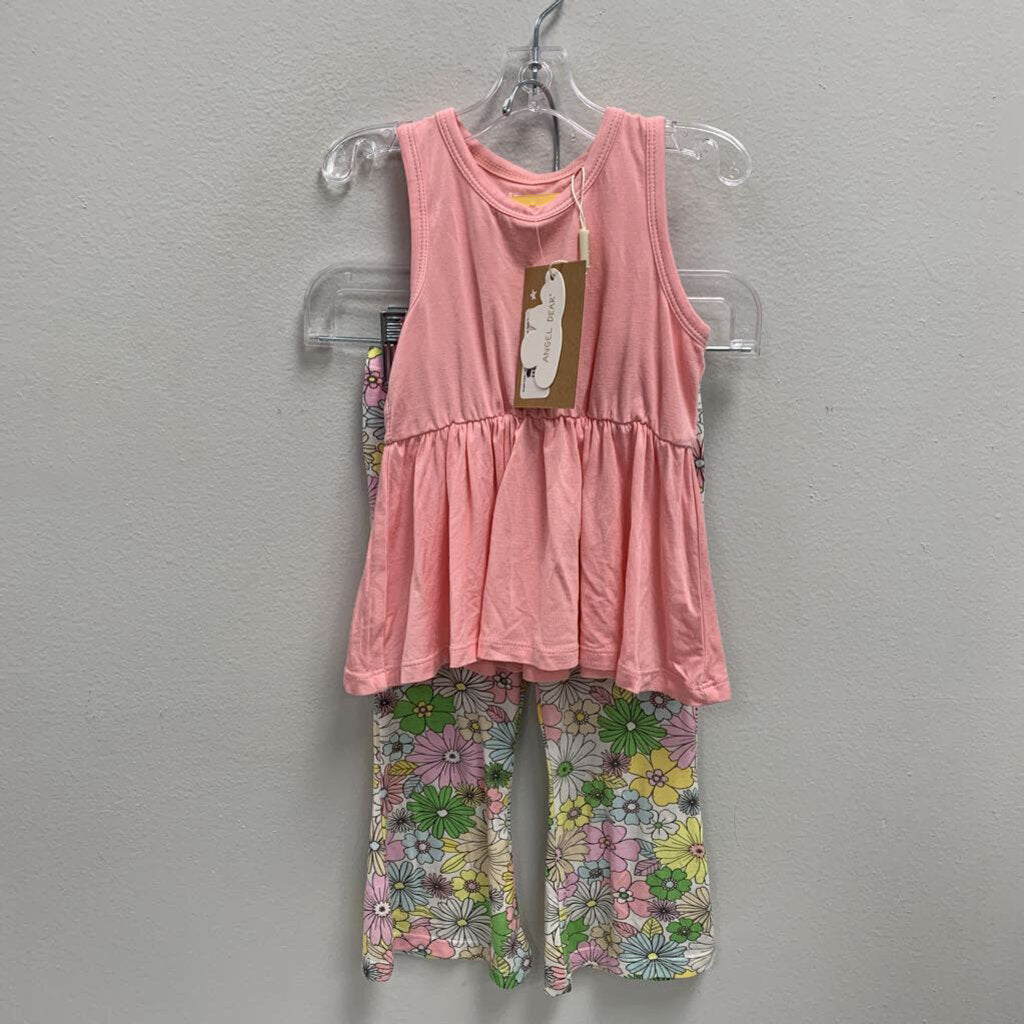 12-18M: Angel Dear Floral Peplum Tank + bell bottom pants NWT