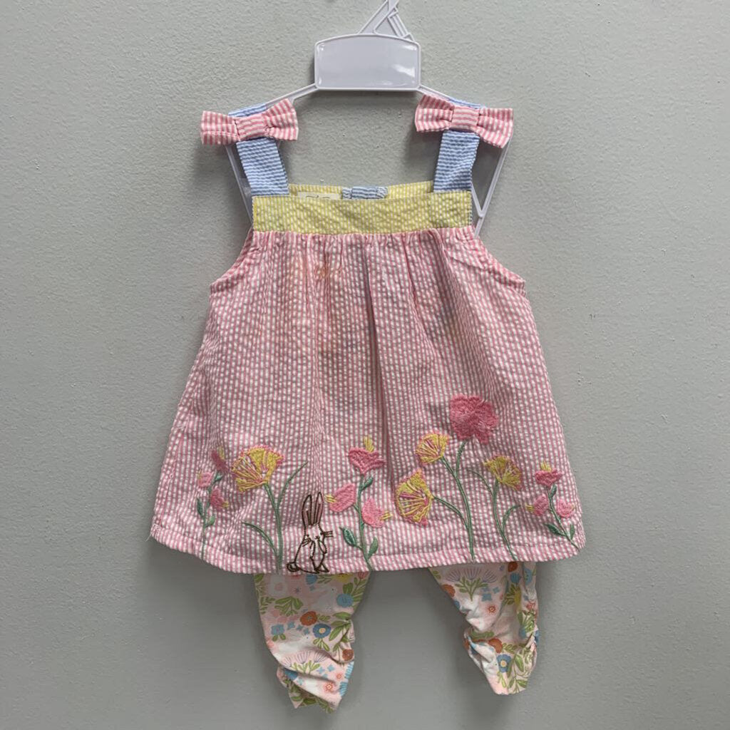 12-18M: Mudpie Floral Bunny tunic set