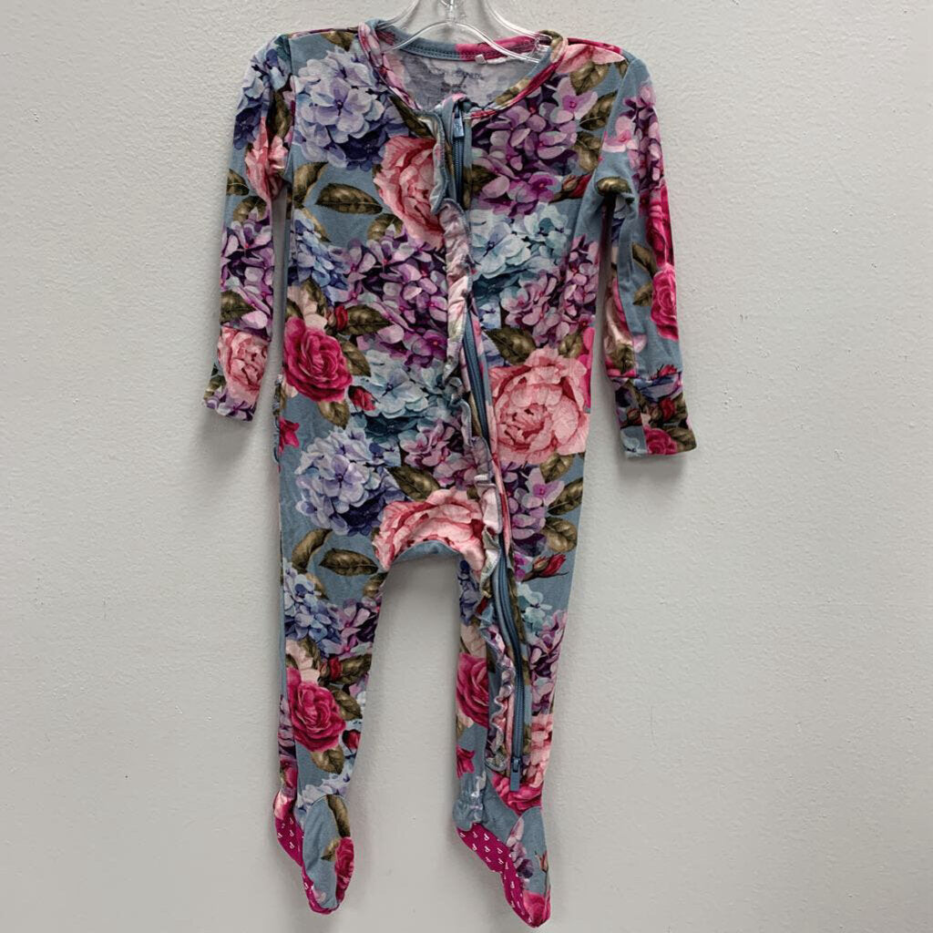 6-9M: floral print footed sleeper