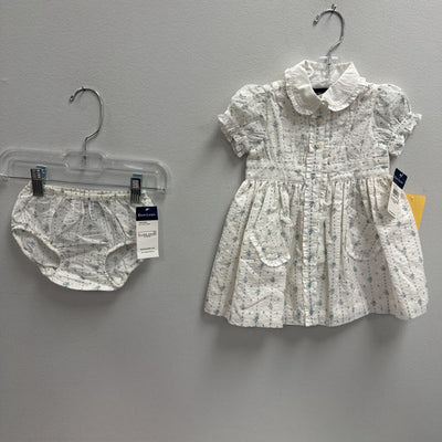 9M: floral puff sleeve dress + diaper cover NWT