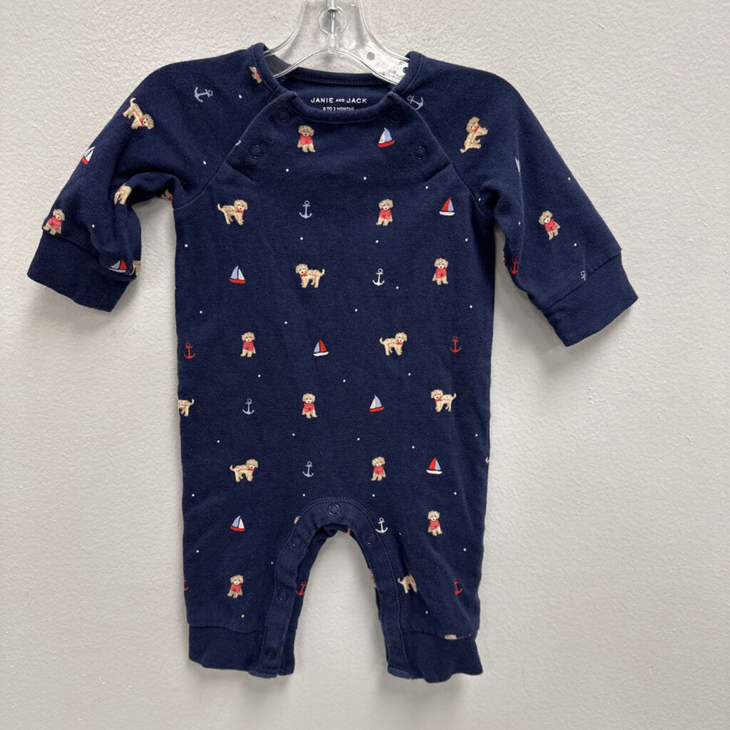 0-3M: puppy / sailboat print romper