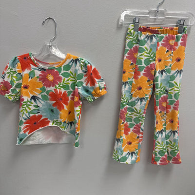 3T: floral print crop top + flare pants