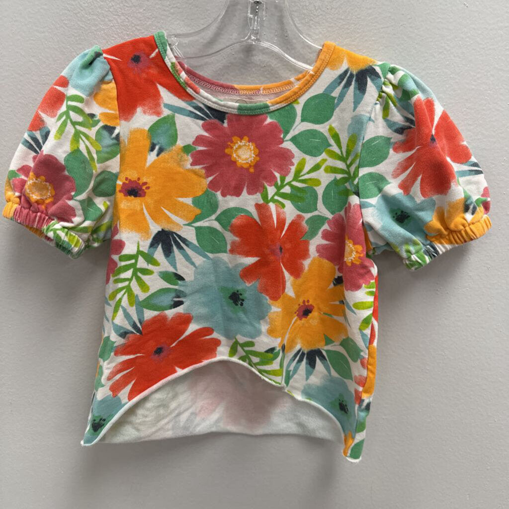 3T: floral print crop top + flare pants