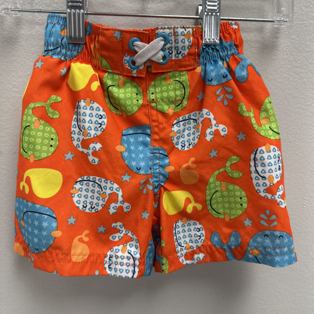 12M: smiley face whales print swimtrunks