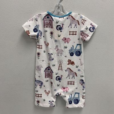 12M: farmland print romper