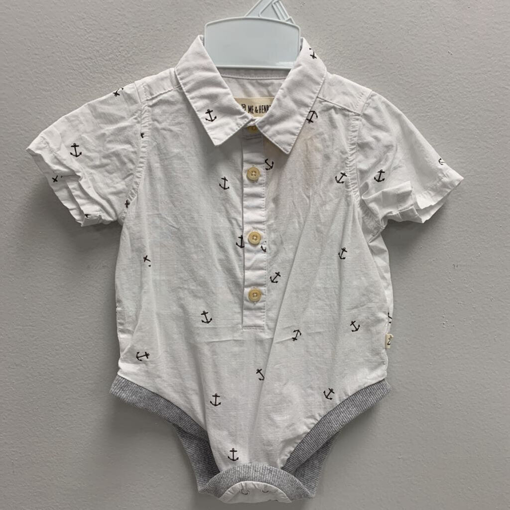 12-18M: anchor print collared bodysuit