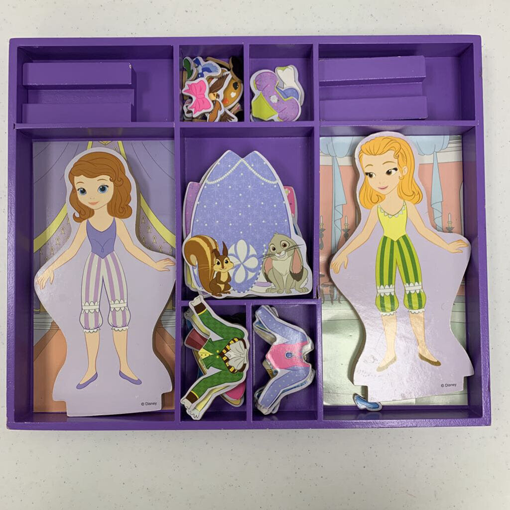 Disney Sofia the First and Princess Amber wooden magnetic dress-up