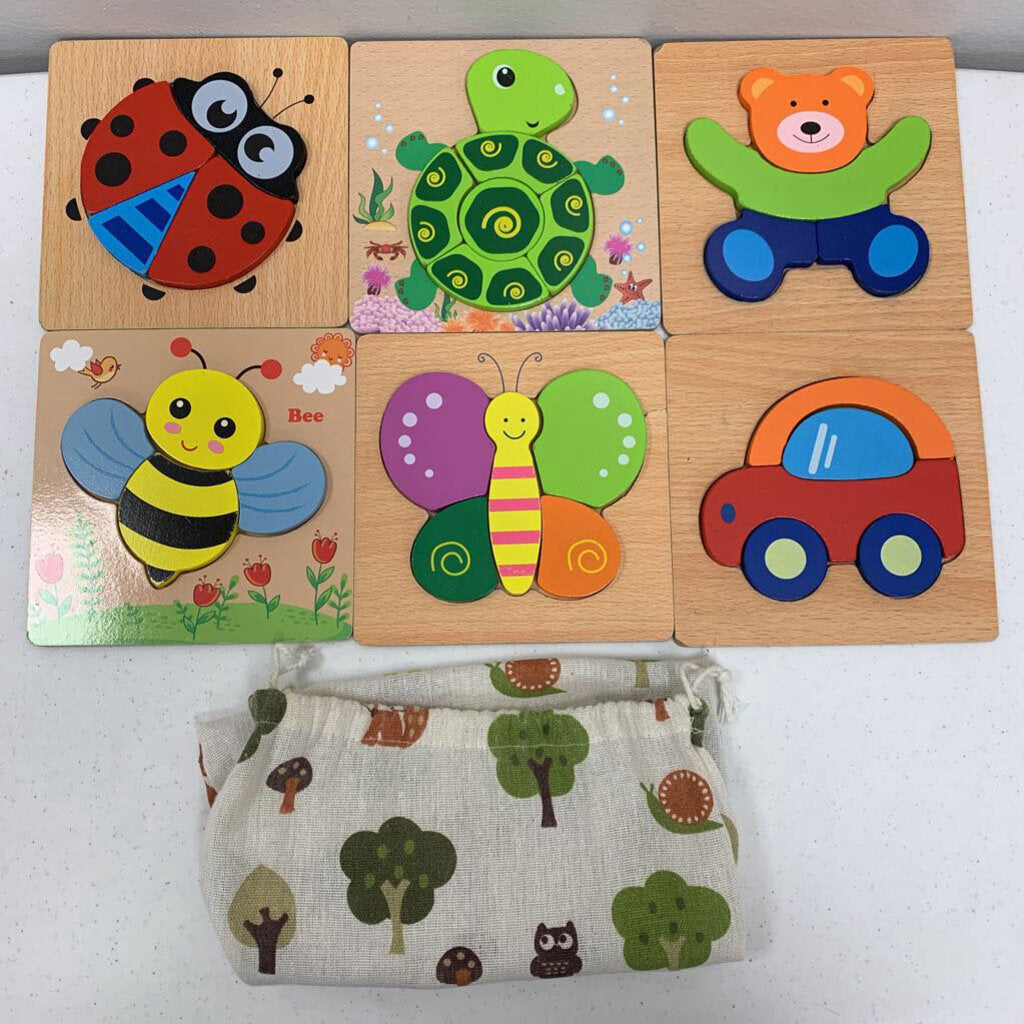 wooden puzzles 6 pack