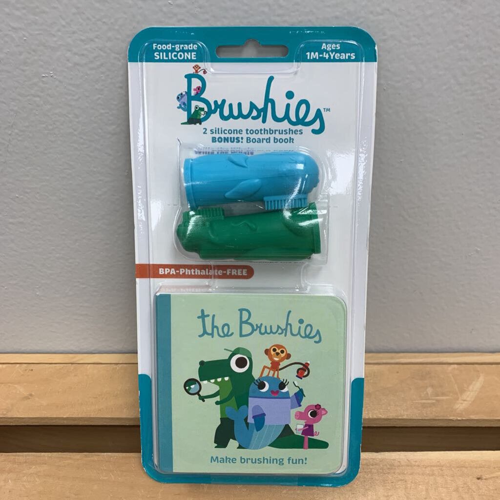 Brushies with Mini Book (2 pack) - Chomps the Dino & Willa the Whale