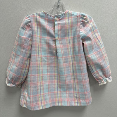 12M: vintage plaid smocked dress w/ collar