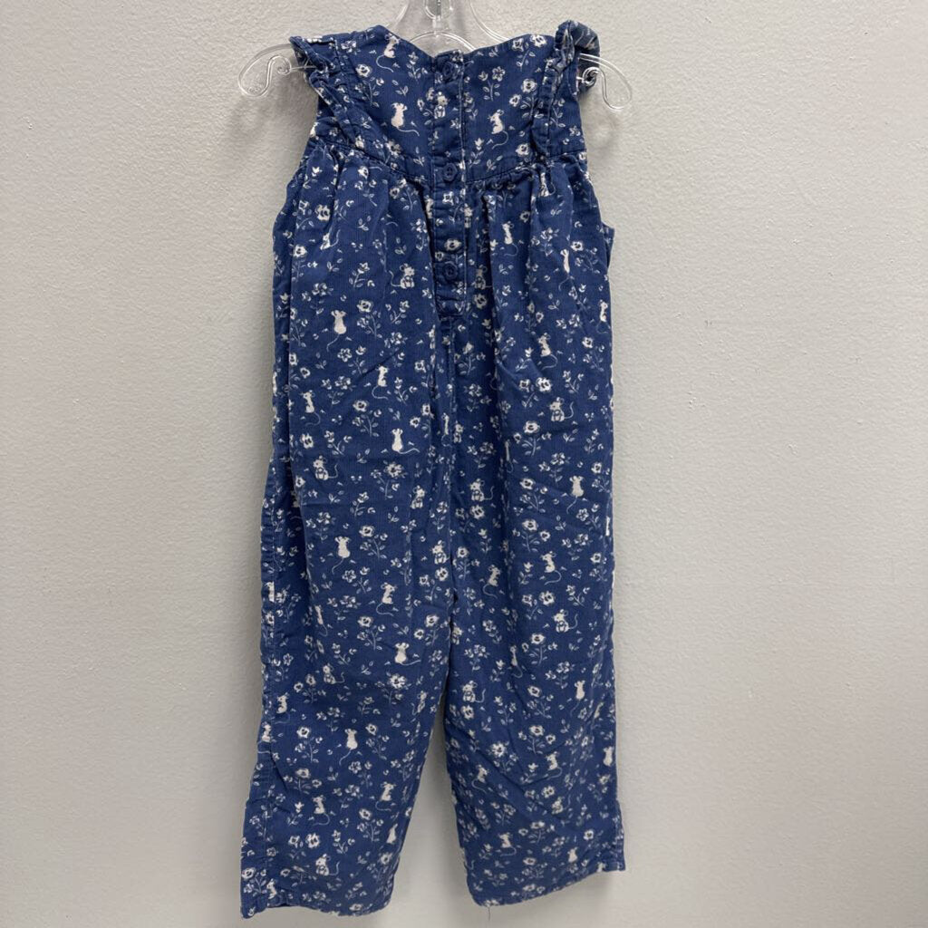 12-18M: floral & mouse print soft corduroy romper