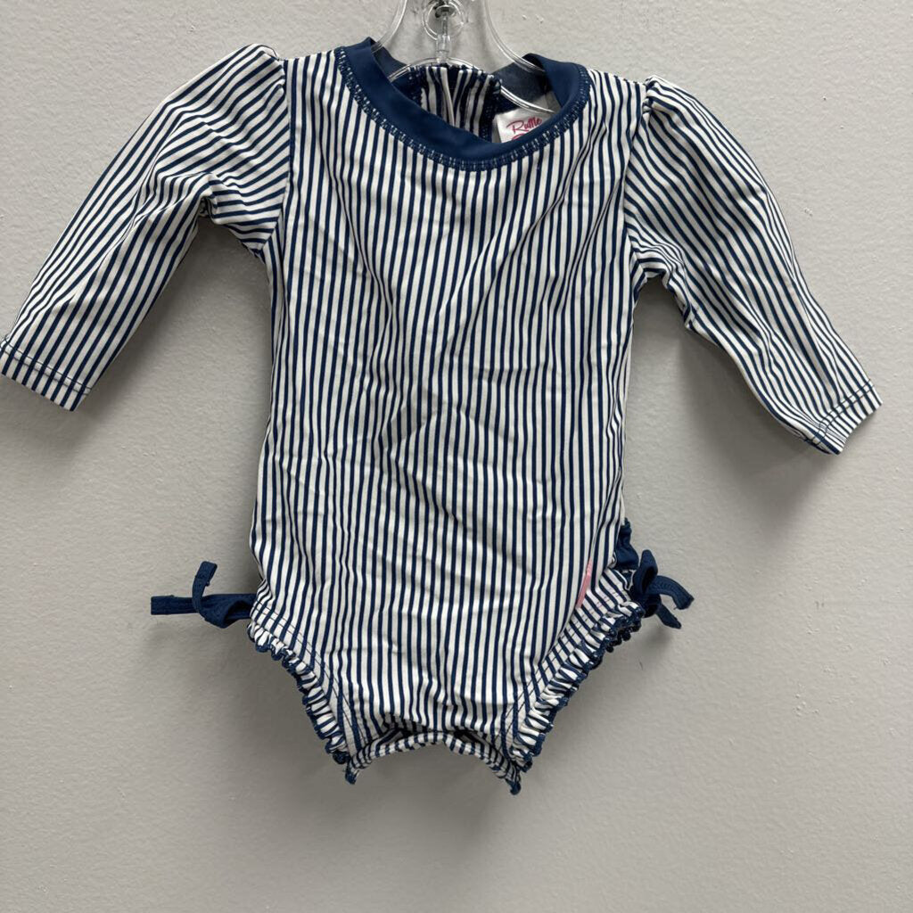 3-6M: striped sun rash guard swimsuit